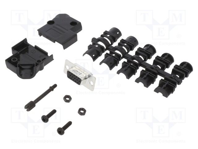 D-Sub HD; PIN: 15; female; unshielded; angled 45°; soldering