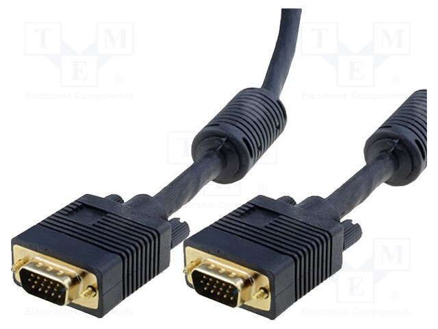 Cable; D-Sub 15pin HD plug,both sides; black; 3m