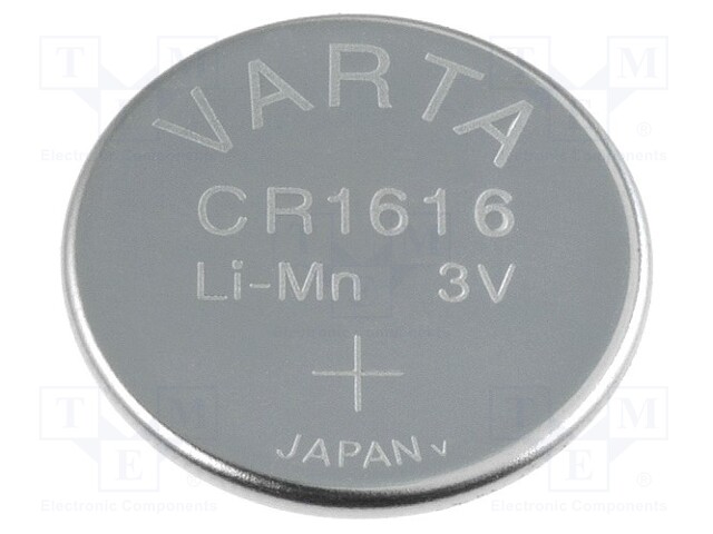Battery: lithium; 3V; CR1616,coin; Ø16x1.6mm; 55mAh