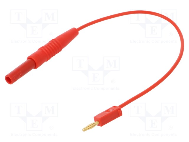 Test leads; 10A; red; gold-plated; 0.15m; Insulation: PVC