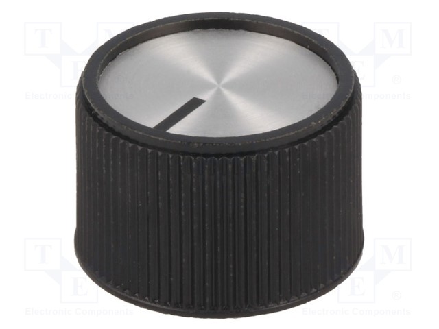 Knob; with pointer; aluminium,thermoplastic; Shaft d: 6mm; black