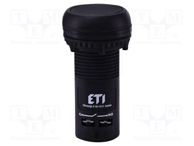 Switch: push-button; 22mm; NO; black; IP65; flat; E; Pos: 2; Ø22.5mm