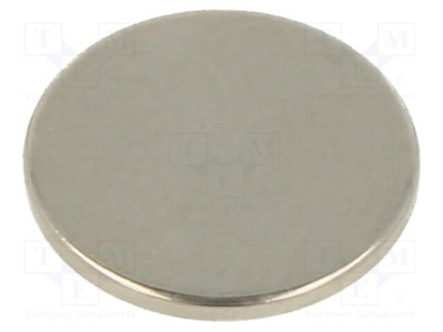 Magnet: permanent; NdFeB; 6N; Ø: 12mm; H: 1mm; Plating: nickel; disk