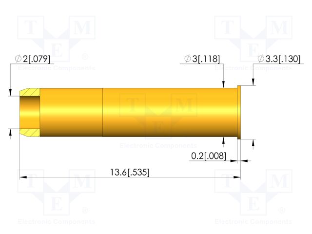 Test probe socket; gold-plated; KS-913; L: 13.6mm; test needles