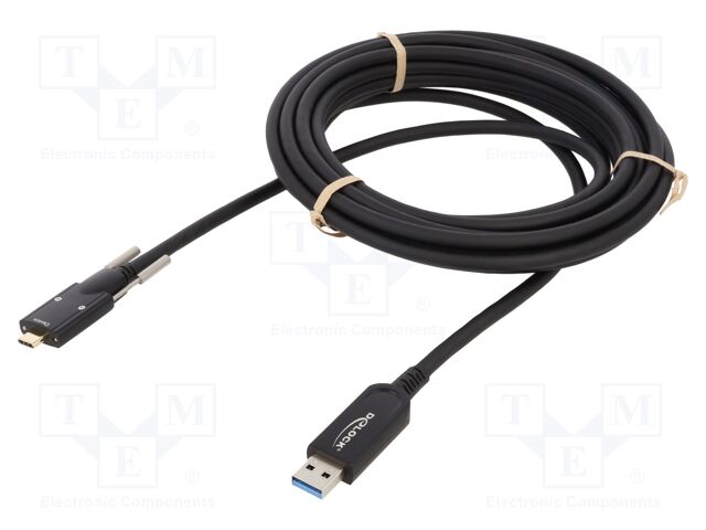 Cable; optical; USB A plug,USB C plug; 5m; black; 10Gbps; screw