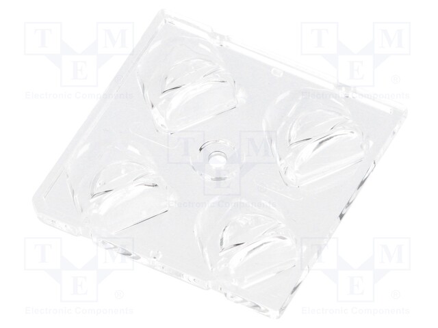 LED lens; square; transparent; H: 8mm; Outside dim: 50x50mm