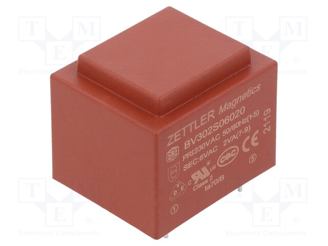 Transformer: encapsulated; 230VAC; 6V; Mounting: PCB