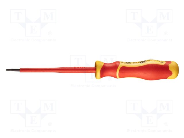 Screwdriver; insulated,slim; slot; 3,0x0,6mm; Blade length: 100mm