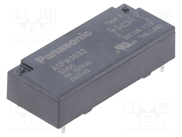 Relay: miniature; NC + NO; Ucoil: 3VDC; 4A/250VAC; 4A/30VDC; 6A