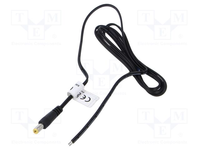 Cable; 2x0.52mm2; DC 5,5/2,5 plug; straight; black; 1.5m; -25÷70°C