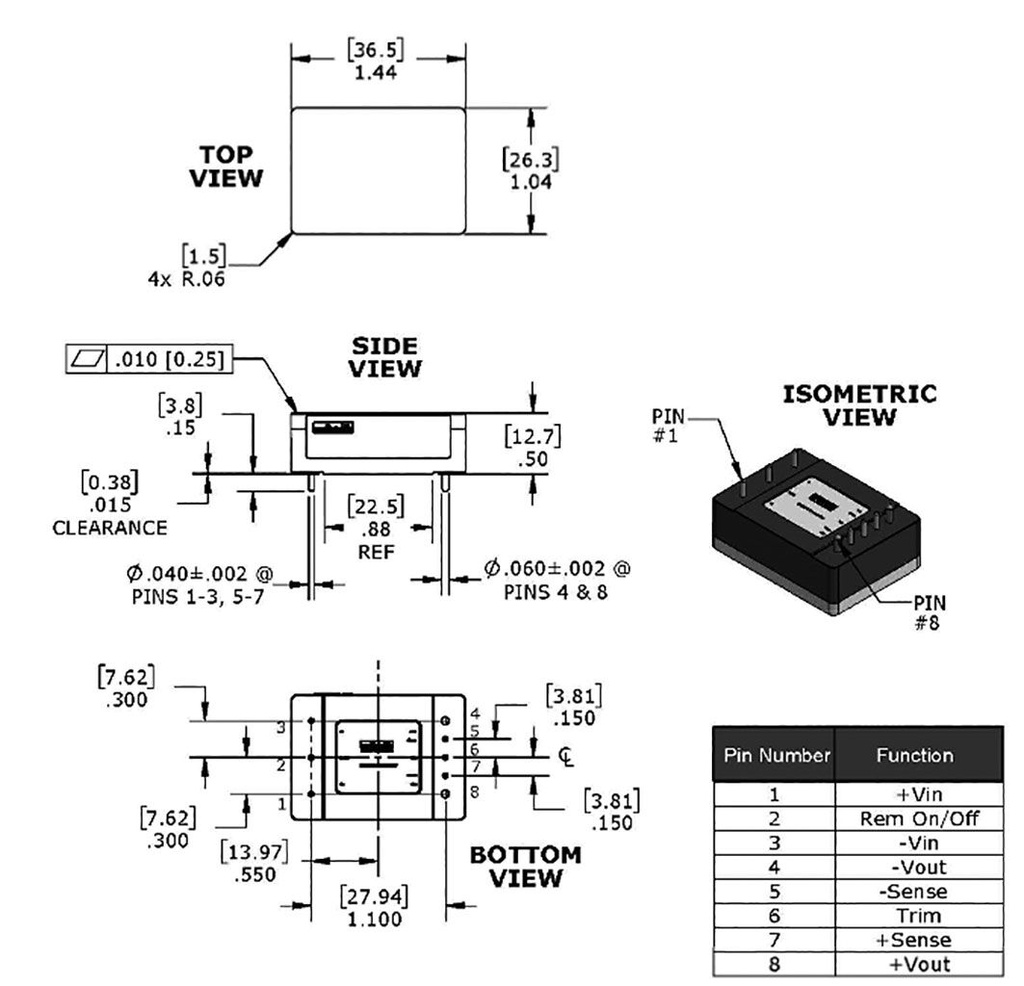 Converter: DC/DC; 49.5W; Uin: 9÷36V; Uout: 3.3VDC; Iout: 15A; DIP