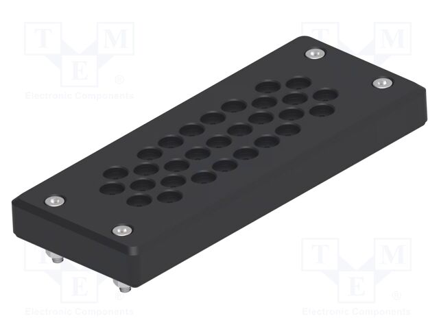 Multigate grommet; black; Holes no: 29; -40÷80°C; 4÷7mm; Entrelec