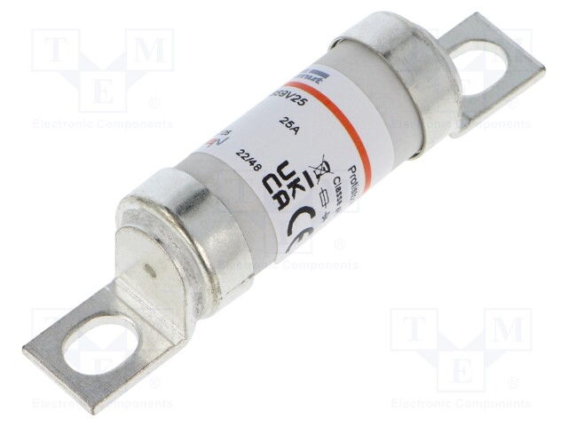 Fuse: fuse; gR; 25A; 690VAC; ceramic,industrial; 17x49mm
