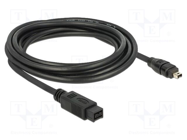 Cable; FireWire 4pin plug,FireWire 9pin plug; 3m; black; 28AWG