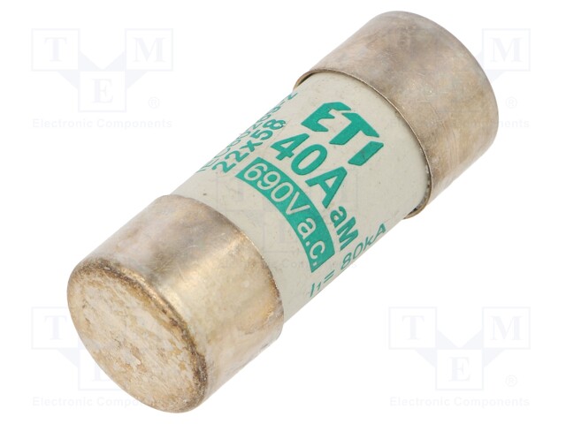 Fuse: fuse; aM; 40A; 690VAC; cylindrical,industrial; 22x58mm