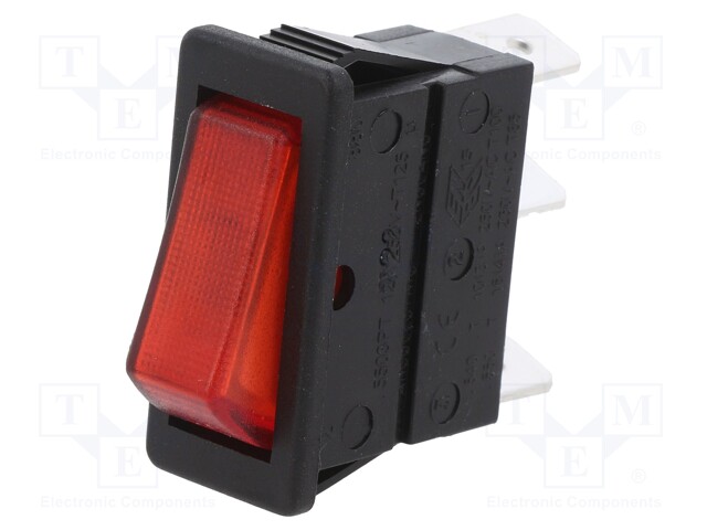 ROCKER; 16A/250VAC; Leads: 6,3x0,8mm connectors