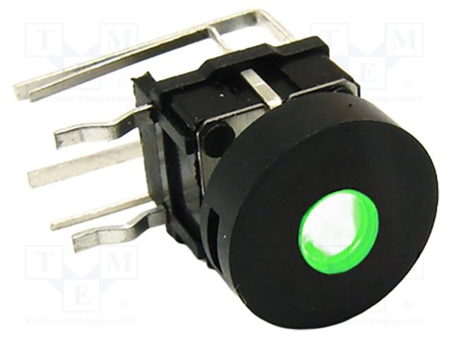 Microswitch TACT; SPST-NO; Pos: 2; 0.05A/12VDC; THT; LED; green