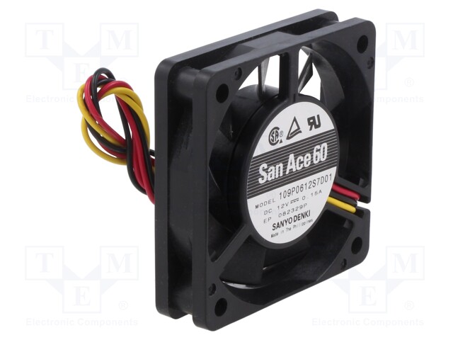Fan: DC; axial; 12VDC; 60x60x15mm; 28.8m3/h; 36dBA; ball bearing