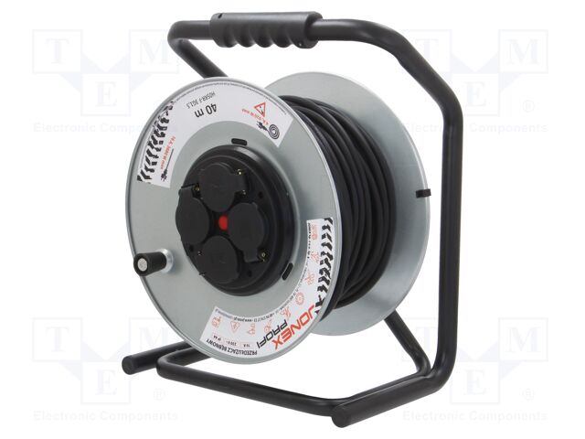 Extension lead; reel,with non-rotating sockets; Sockets: 4; 40m