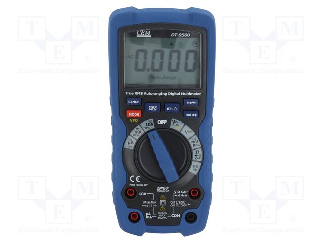 Digital multimeter; LCD (4000),with a backlit; True RMS; IP67