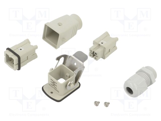 Connector: HDC; male + female; plug + socket; HA; PIN: 4; 3+PE; PG11