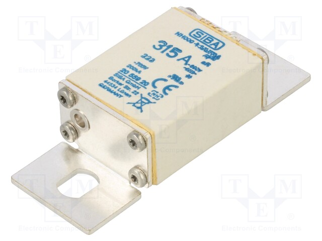 Fuse: fuse; aR; 315A; 690VAC; ceramic,industrial; NH000; URB