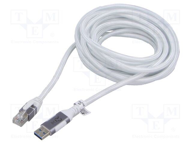 Cable; USB 3.0; RJ45 plug,USB A plug; nickel plated; 5m; white