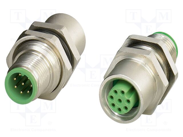 Connector: M12; socket; PIN: 8; 30V; straight; IP67; gold-plated