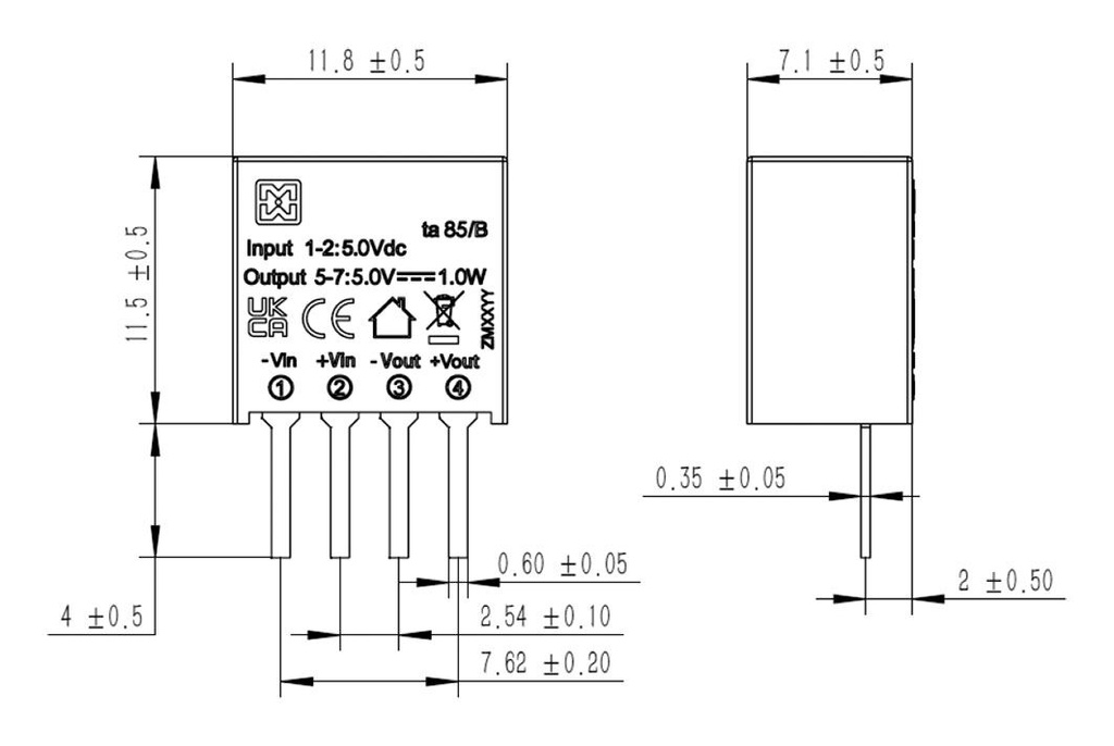 Converter: DC/DC; 1W; Uin: 4.5÷5.5VDC; Uout: 24VDC; Iout: 42mA; PCB