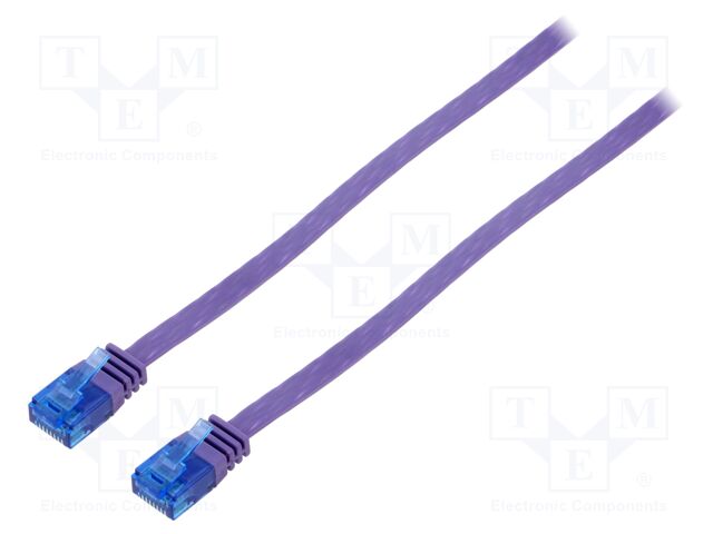 Patch cord; U/UTP; 6a; stranded; Cu; PVC; violet; Len: 2m; 32AWG