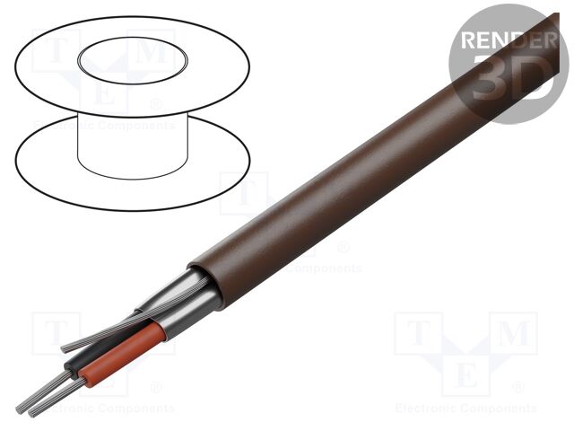 Wire; 1x2x22AWG; shielded,Al-PET foil; PVC; brown; 300V; 305m
