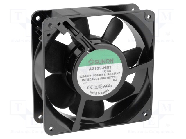 Fan: AC; axial; 230VAC; 120x120x38mm; 210(±10%)m3/h; 47dBA; 2700rpm