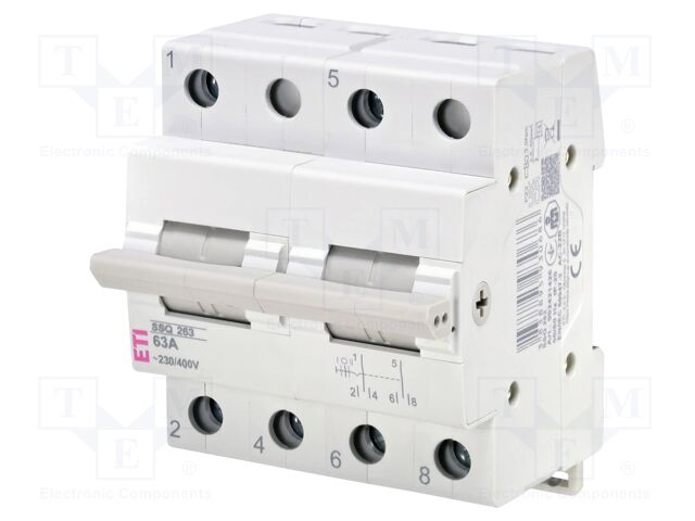 Mains-generator switch; Poles: 1; 230/400VAC; 63A; IP20