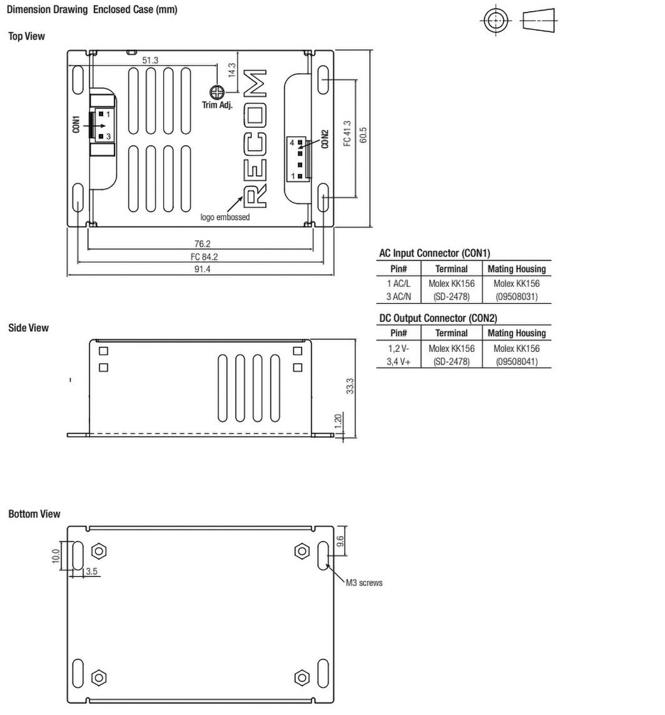 Power supply: switched-mode; 40W; 100÷370VDC; 85÷264VAC; OUT: 1