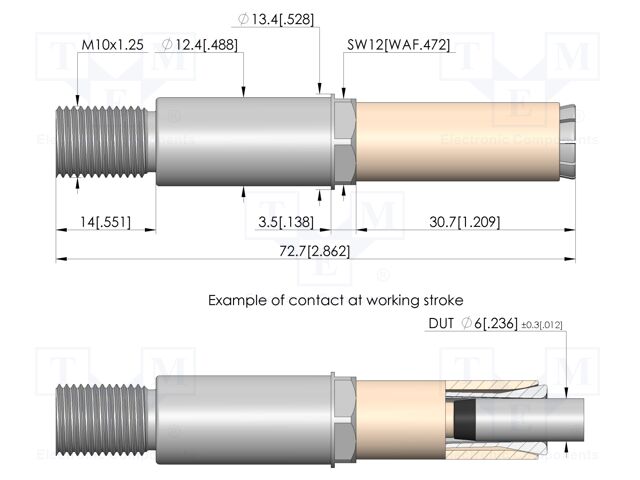 Test needle; Spring compression: 4mm; 5.5mm; 100A; CuBe; Ø: 11mm
