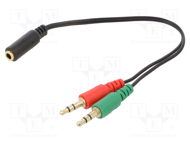 Cable; Jack 3.5mm 3pin plug x2,Jack 3.5mm 4pin socket; 0.2m