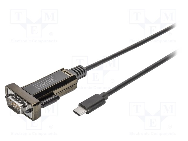 Adapter USB-RS232; D-Sub 9pin plug,USB C plug; 1m; USB 2.0