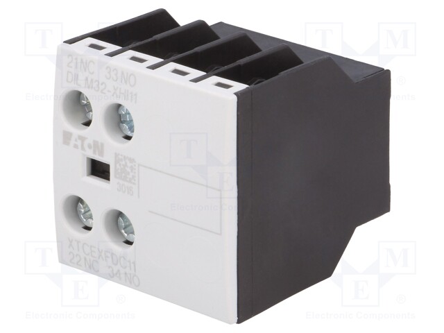 Auxiliary contacts; Leads: screw terminals; Mounting: front