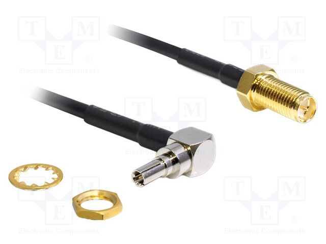 Cable; 200mm; CRC-9 male,RP-SMA female; black; Øcable: 2.8mm; 50Ω