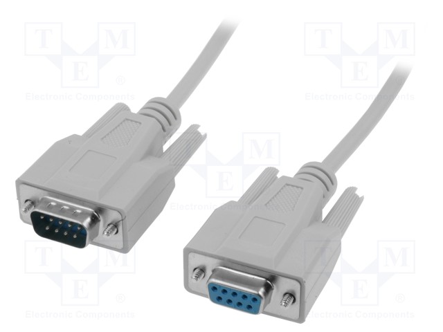 Cable; D-Sub 9pin socket,D-Sub 9pin plug; 2m; grey; shielded