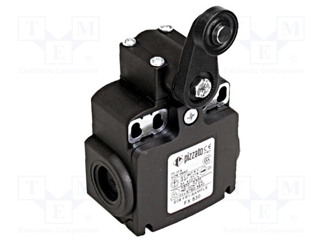 Limit switch; lever R 35mm, plastic roller Ø18mm; NO + NC; 10A