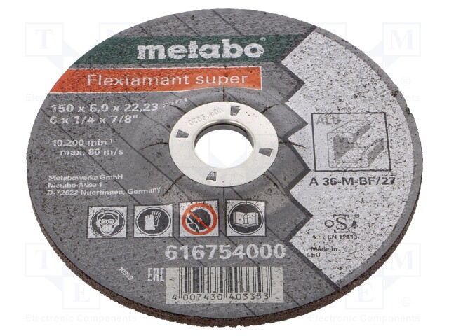 Grinding wheels; Ø: 150mm; Øhole: 22.2mm; Disc thick: 6mm