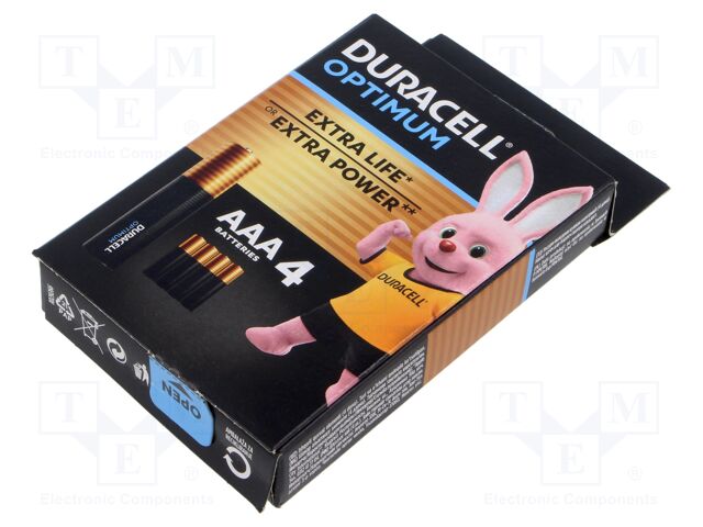 Battery: alkaline; 1.5V; AAA; non-rechargeable; 4pcs; Optimum