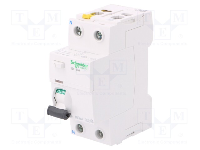 RCD breaker; Inom: 80A; Ires: 100mA; Poles: 2; 400V; Mounting: DIN