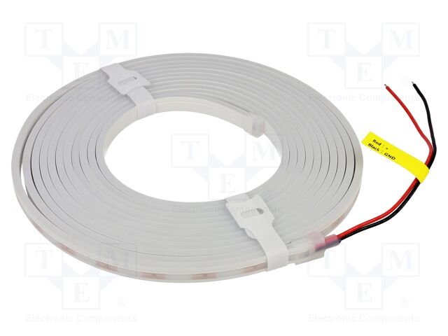 NEON LED tape; red; 2835; 12V; LED/m: 120; 4mm; IP65; 5W/m; Thk: 10mm