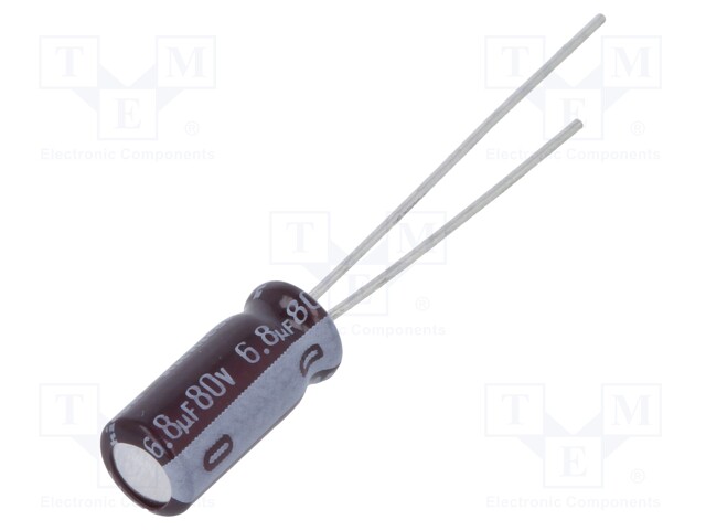 Capacitor: electrolytic; low impedance; THT; 6.8uF; 80VDC; Ø5x11mm