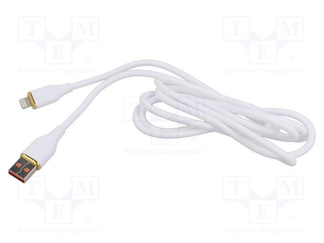 Cable; USB 2.0; Apple Lightning plug,USB A plug; 1.5m; white