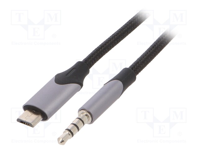 Cable; Jack 3.5mm plug,USB B micro plug; 1.5m; black
