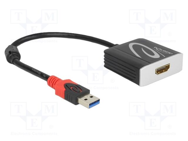 Adapter; HDMI socket,USB A plug; Full HD 1080p,HEC; 0.2m; black