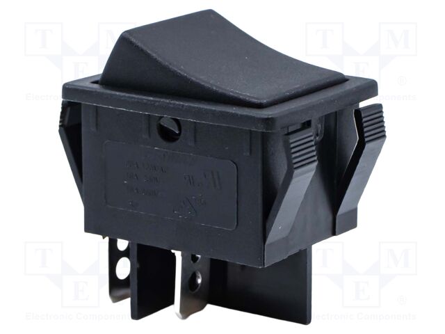 ROCKER SWITCH, DPST, 20A, 125VAC, BLACK